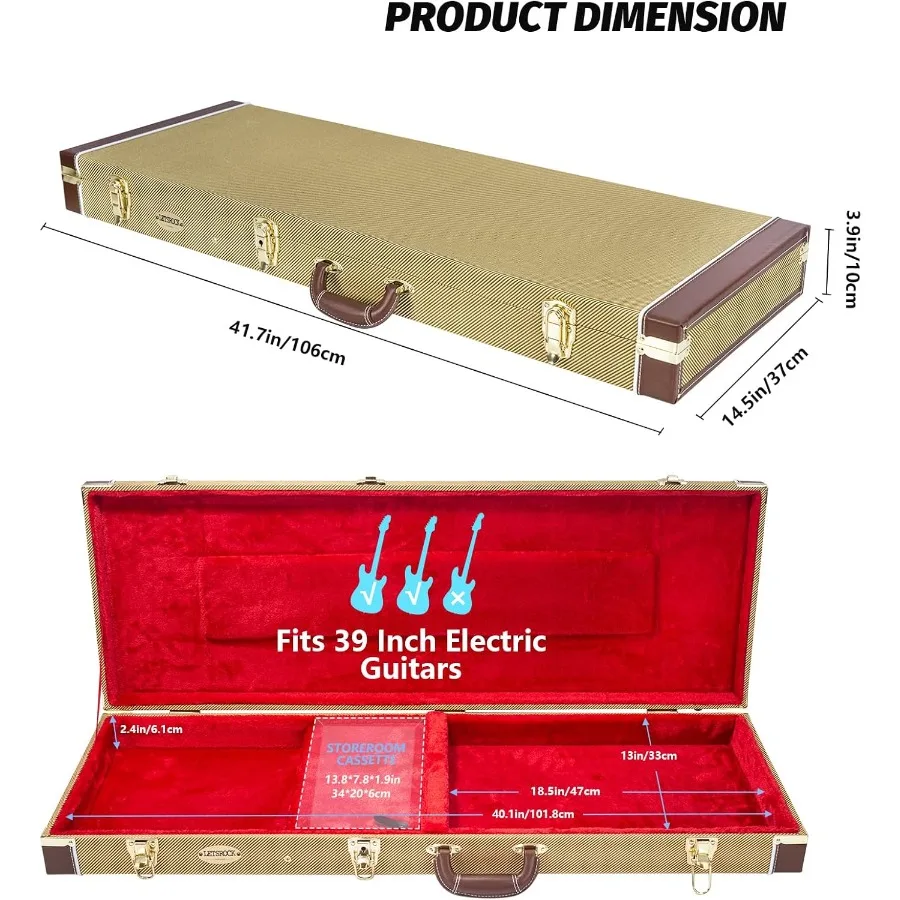 LETSROCK Elektryczna Gitara Twardy Futerał Ochronny 39 Calowy Standardowy Elektryczny Futerał na Gitary do Modelu KST KTL 170 z Zamkiem La