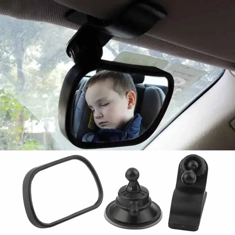 Baby Car Mirror for Back Seat Mini Adjustable Suction Clip 2 in 1 Rear Mirror in-Car Child Observation Mirror Easy Installation