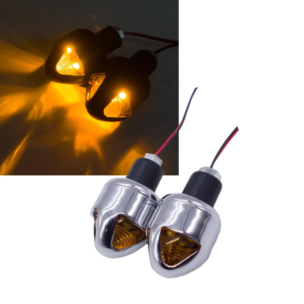 

2 pcs Motorcycle LED Handlebar Turn Signal Lights Yellow Flasher Handle Grip Bar Blinker Side Marker Lamp Lighting