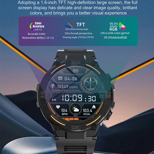 Imagen 2 del producto Reloj inteligente militar resistente al aire libre para hombres, GPS, deportivo, Fitness, resistente al agua, llamada Bluetooth con luces LED para reloj inteligente Xiaomi