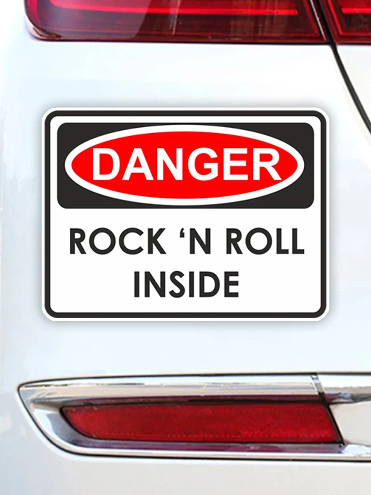 CK21194# Rock n Roll inside Danger Warning Sticker for Car Truck Van Book Fridge Guitar Motorcycle Helmet ToolBox Door PC Boat 4