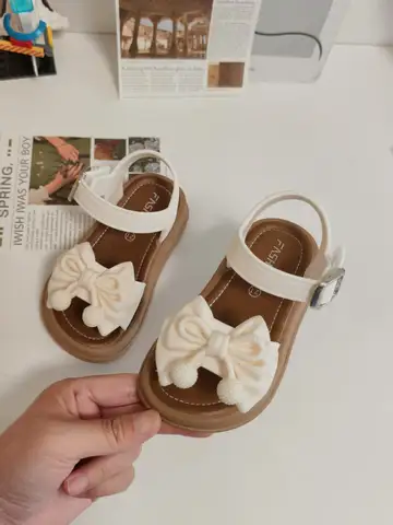 New Fashionable Girls Sandals Summer Bow Princess Sandals 3-14 Years Old Students Children Outside Wearing Versatile Sandals