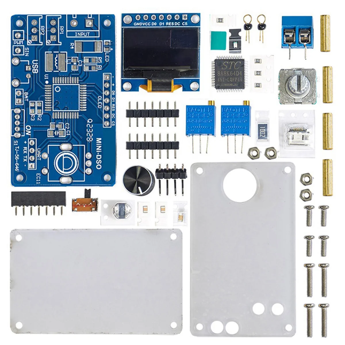 DIY Mini Digital Oscilloscope Electronic Kit STC8K8A MCU with 0.96 Inch OLED DIY Soldering Project Practice Solder Kits