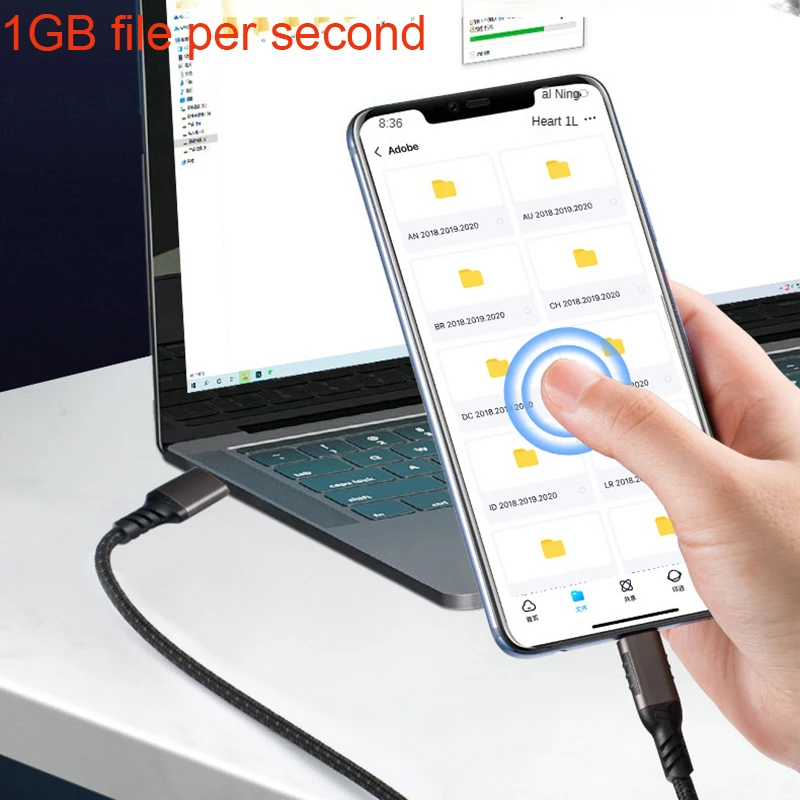 60W USB 3.2 Gen2 High Speed Cable 10Gbps Data Transmission Cord 3A USB A to C Fast Charging Cable for Samsung Hard Disk External