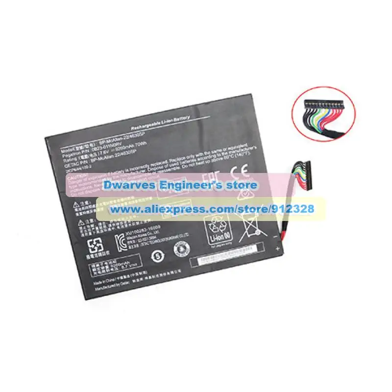 Genuine 7.6V 9260mAh 70Wh for Getact Battery BP-McAllan-22/4630SP 0B23-011N0RV BPMcALLAN22 For Wacom MobileStation 16 Pro