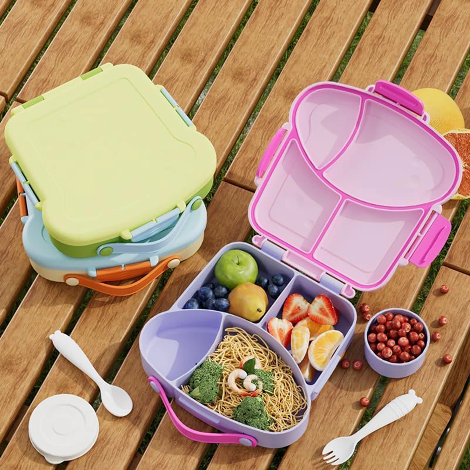 

Portable Lunch Box Large Capacity Multi Grids Bento Box For School Office Camping Picnic BBQ Use Universal Outdoor Tableware Set