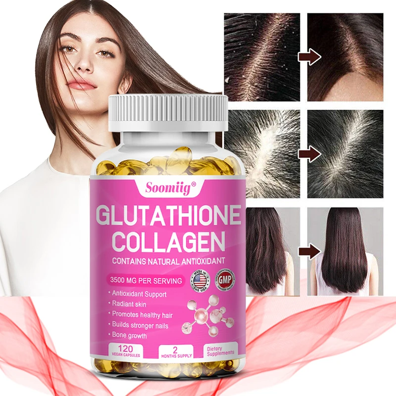 Glutathione Collagen Supplement Capsules Whitening Anti-aging Antioxidant Immune Booster Support Skin Nails Hair Bones