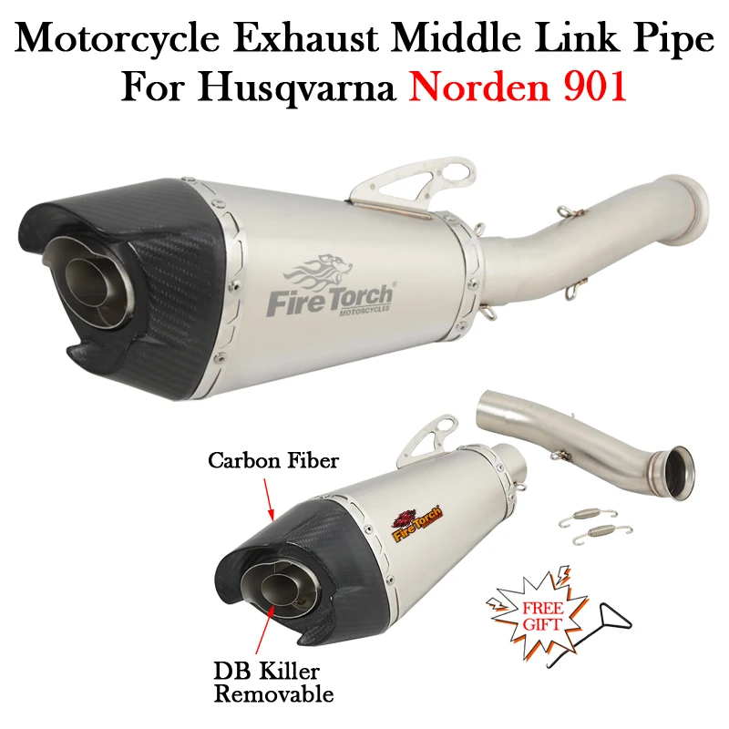 

For Husqvarna Norden 901 Motorcycle Yoshimura AT2 Exhaust System Carbon Fiber Escape Moto Mid Muffler DB Killer Middle Link Pipe