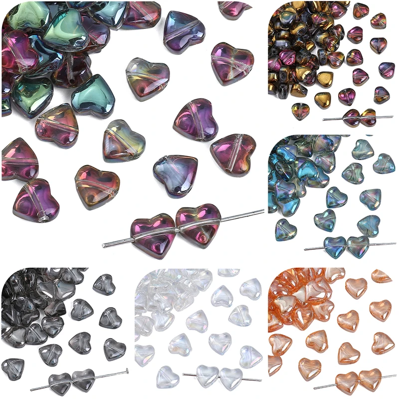 

6/8MM Colored Glass Crystal Beads Drilled Beads Heart-Shaped BeadsDIY Women's Charm Earrings Jewelry Gift Accessories