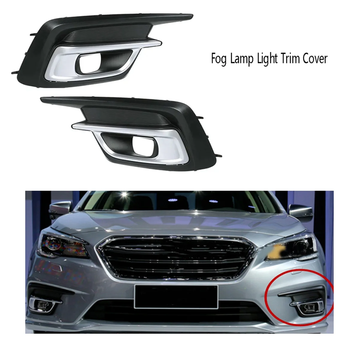 1Pair Car Front Bumper Fog Lamp Light Trim Cover Frame Lid Bezel Hood Cap for Subaru Legacy 2018 2019