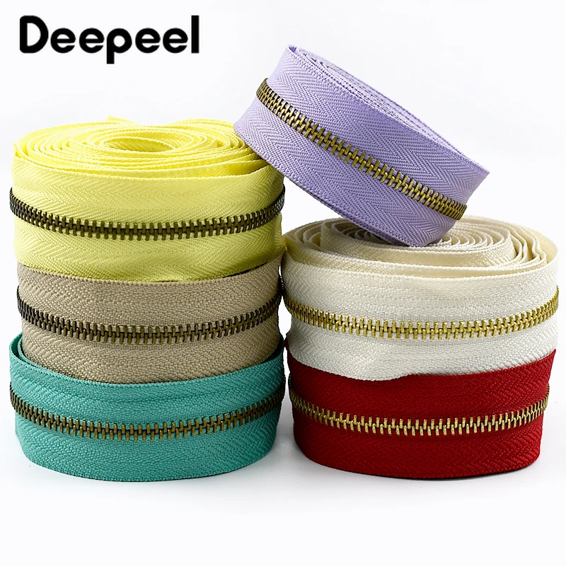 

3/5Yards 3# Metal Zipper Tape Bag Jacket Sewing Replace Zippers Clothes Decorative Repair Kit Garment Tailor Accessories