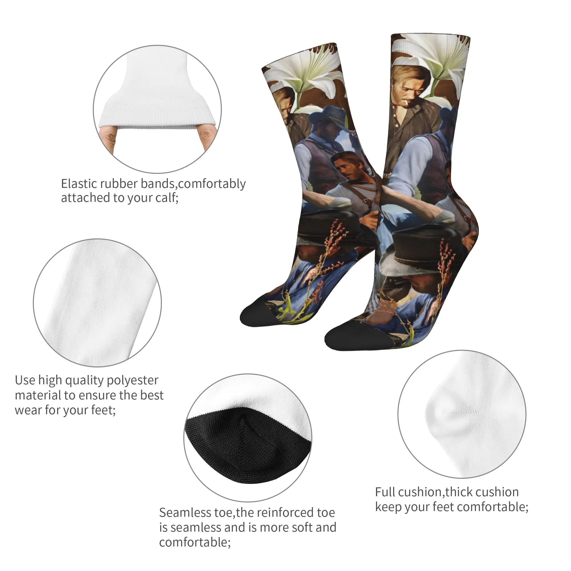 Happy Funny Men's Socks Hip Hop Red Dead Redemption Sock John Jack Arthur Graphic Women's Socks Spring Summer Autumn Winter