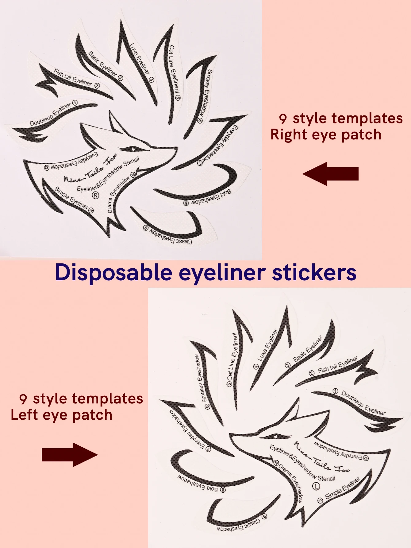 Fox Eye Makeup Stencils Eyeliner Stencil Mold Template Shaping Tools Eyebrows Eye Shadow Eyes Makeup Template Tool Stickers Card