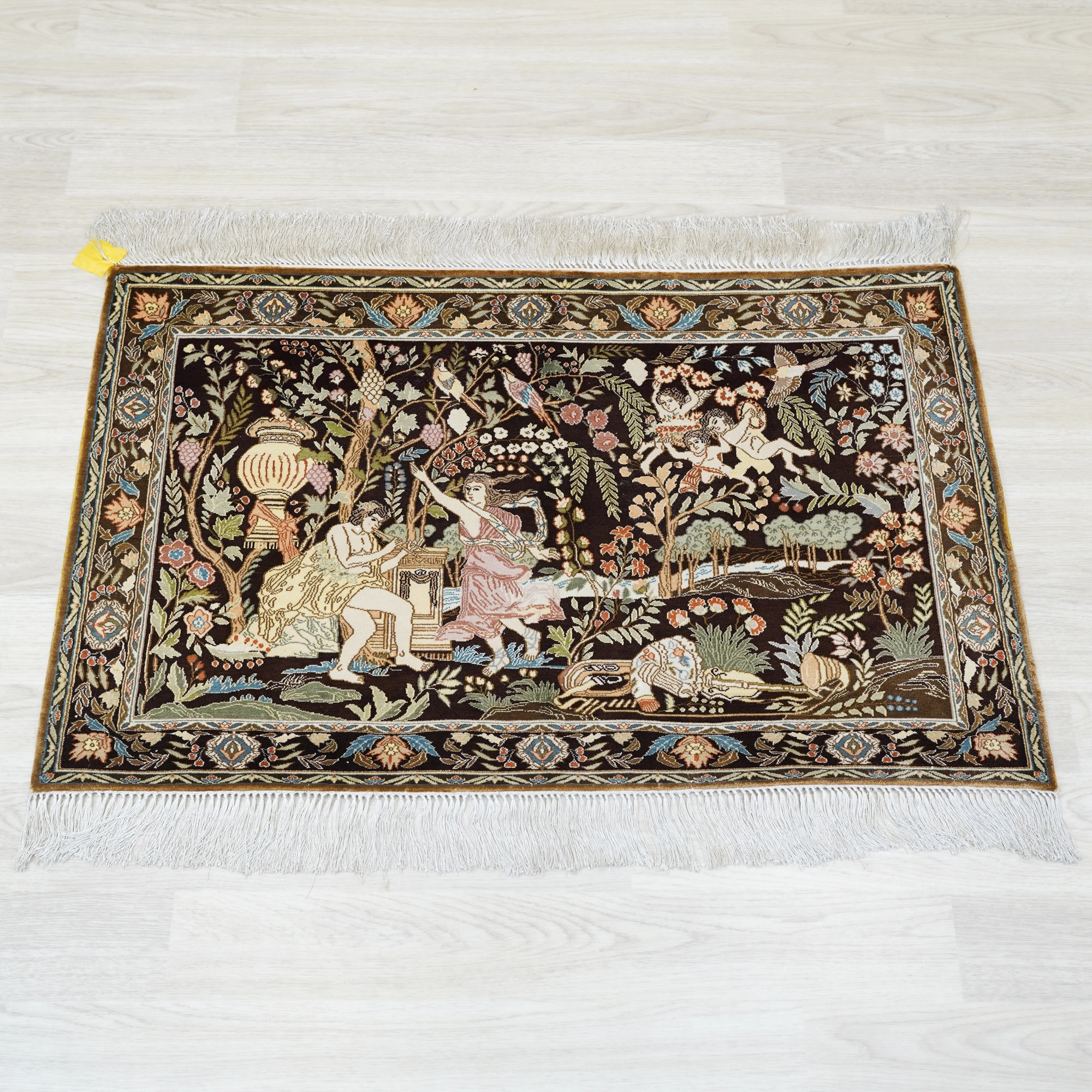 2'x3' 400Line Persian Classic Adam and Eva in the Garden of Eden Tapestry Handmade Art Collection Rugs (LH1025)