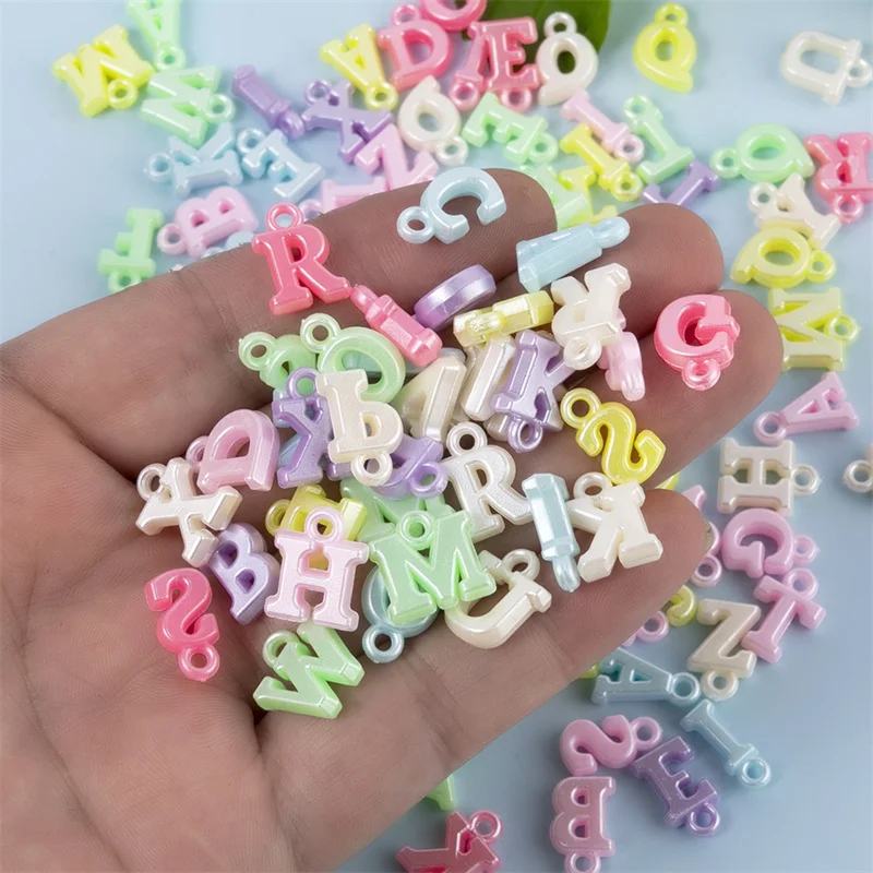 100Pcs 14mm Candy Color Plastic Mixed Letter Charms Pendant for Jewelry Making Charms DIY Bracelet Earrings Pendant Accessories