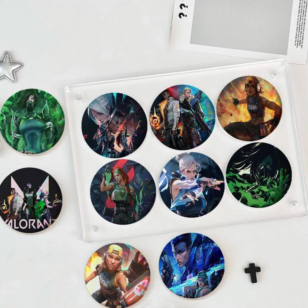 Game V-Valorant For Badge Fashion Laser Holographic Effect Badge Custom Design Metal Lapel Pin Brooch For Backpack Decor