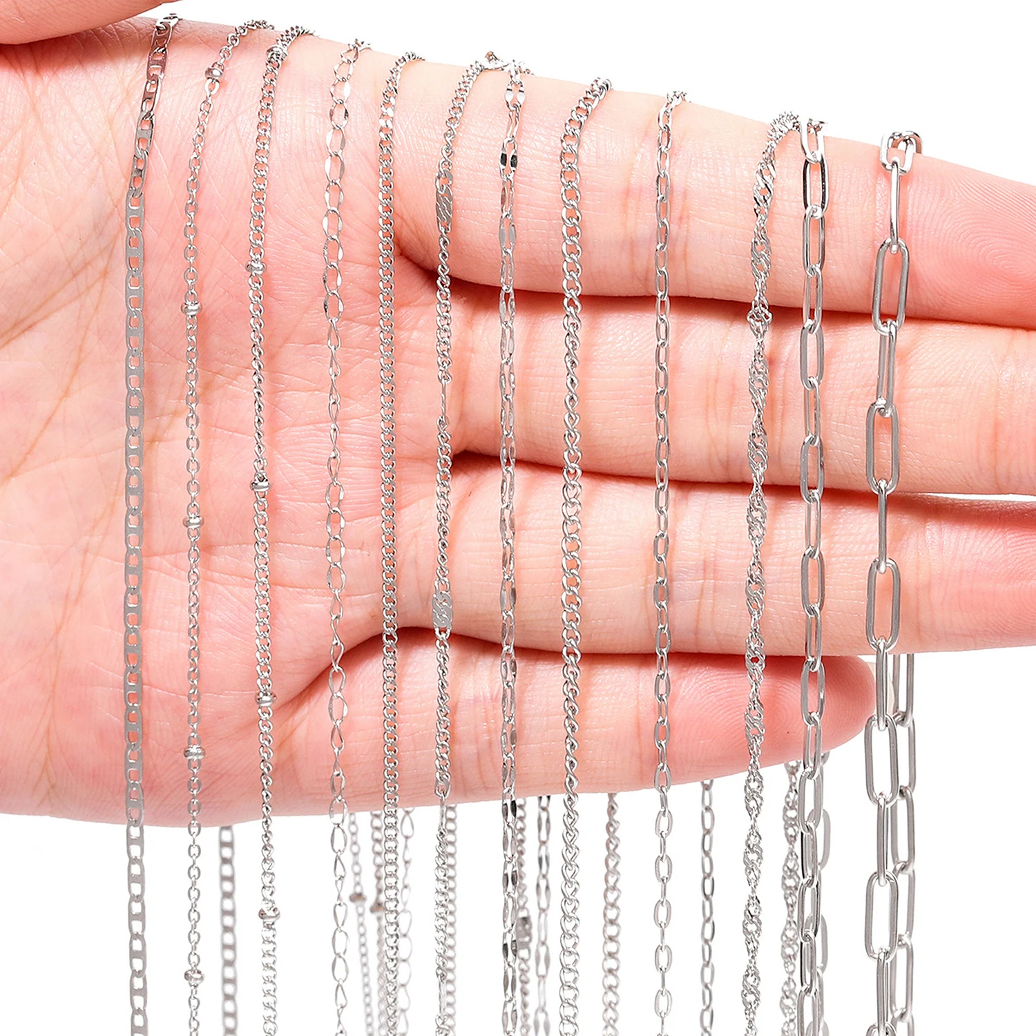 

2meter Stainless Steel Thin Chain Link Chain Beaded Chain Cross Chain Diy Elegant Necklace Jewelry Making Accessories