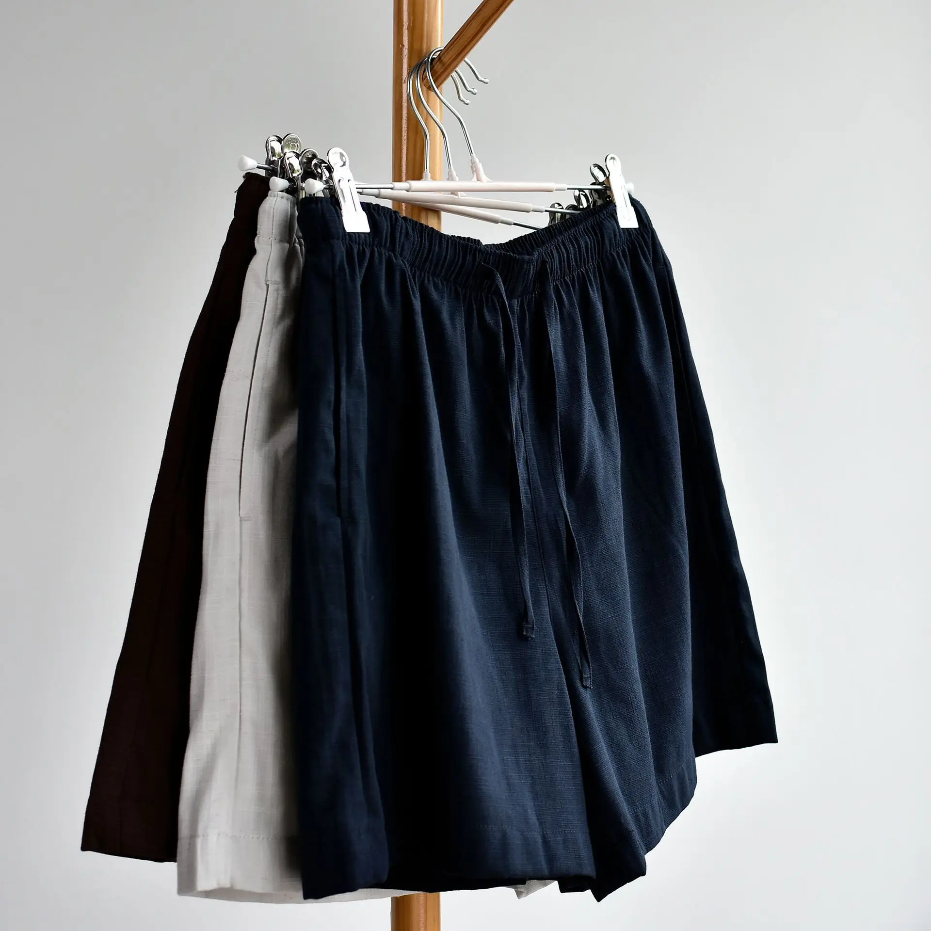 Summer Women's New Japanese Elastic Waist Cotton And Linen Texture Loose And Thin Shorts