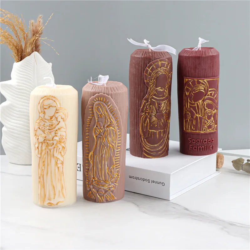 

Religious Relief Silicone Candle Mold for DIY Aromatherapy Candle Plaster Ornaments Soap Epoxy Resin Mould Handicrafts Making