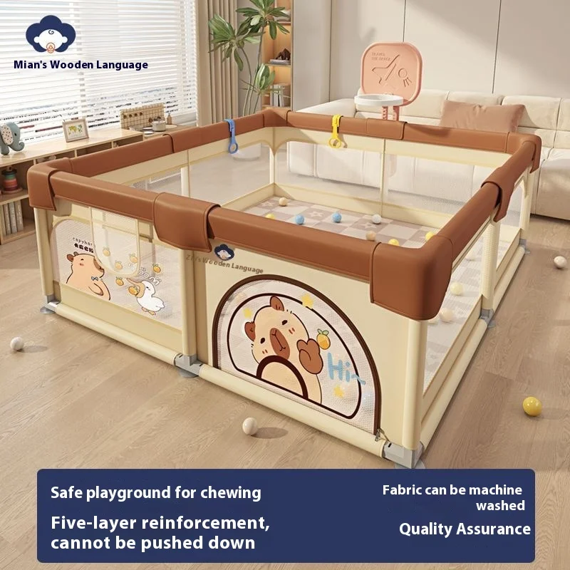 

Baby Playpen with Mat Large Play Yard Indoor Safety Fence for Toddlers Kids Activity Center Breathable Mesh Gate Guardrail