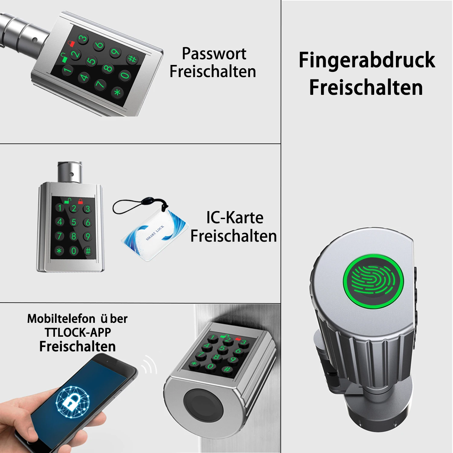 TTLOCK Fingerprint Door lock Easy to Replace Smart Electronic Door Lock with DIY Cylinder Core Fingerprint APP IC Card Unlock