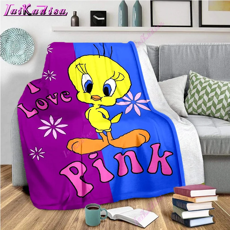 Cute Tweety Throw Blanket Bird Flannel Cartoon Fleece Blanket Blankets Kids for Couch Sofa Bedroom Kidsroom Livingroom