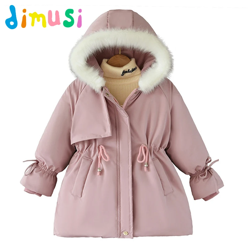 

Зимние парки для девочек, пальто, детские куртки с капюшоном и меховым воротником на флисовой подкладке, теплые ветрозащитные куртки для горных лыж, одежда