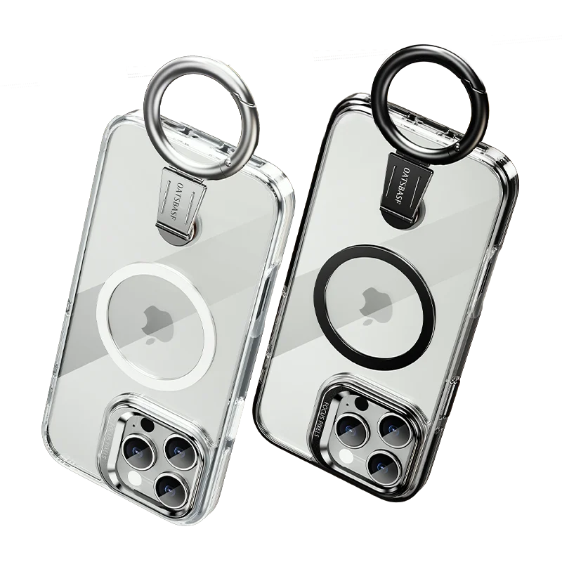 

For iPhone 16 15 Pro Max with MagSafe Magnetic Stand Non-Yellowing Transparent Slim Drop Protection Fall Prevention Phone Cover