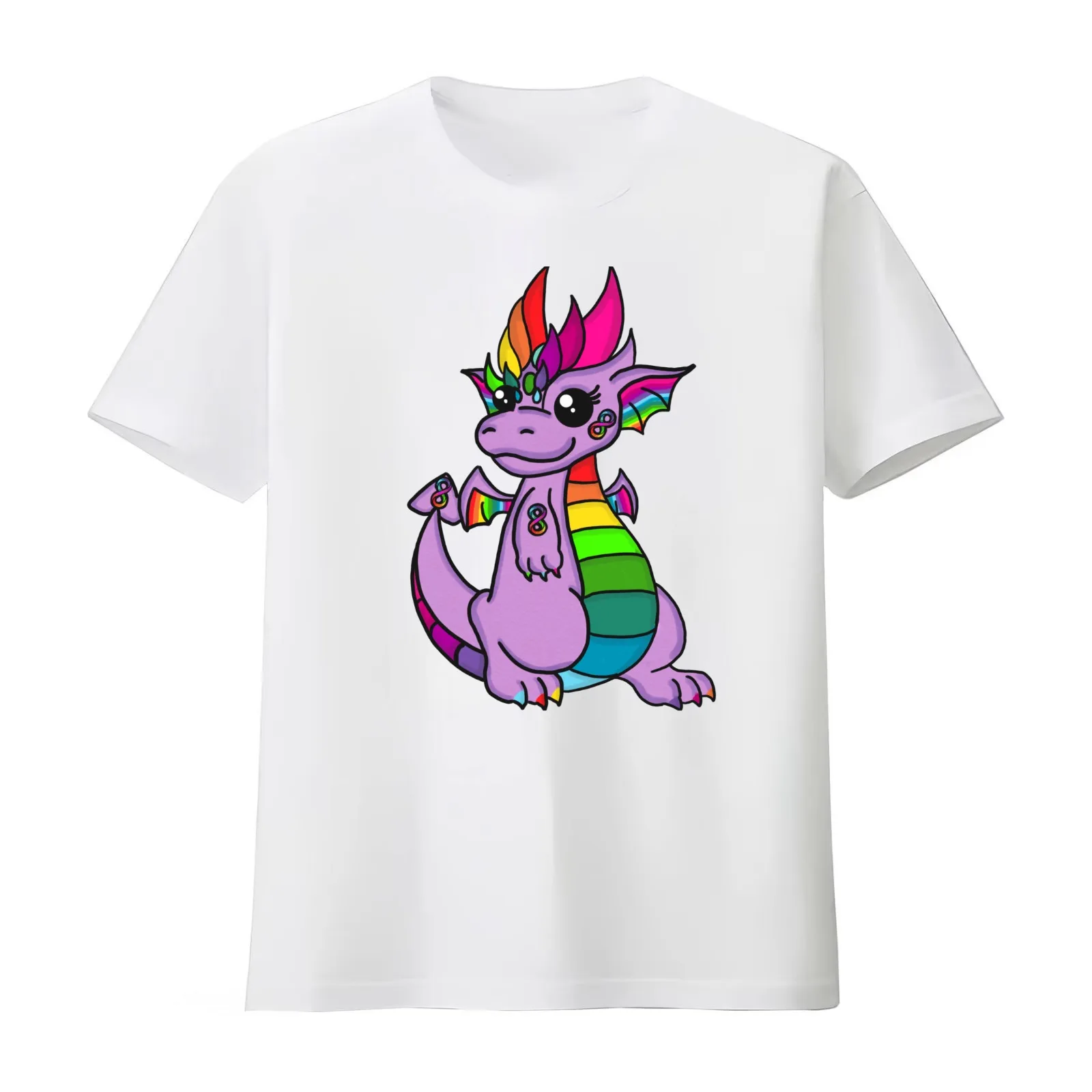 Neurodivergent dragon T-Shirt Summer Casual Cotton Tee Oversized Streetwear Tops Vintage Graphic Print Unisex Men Women