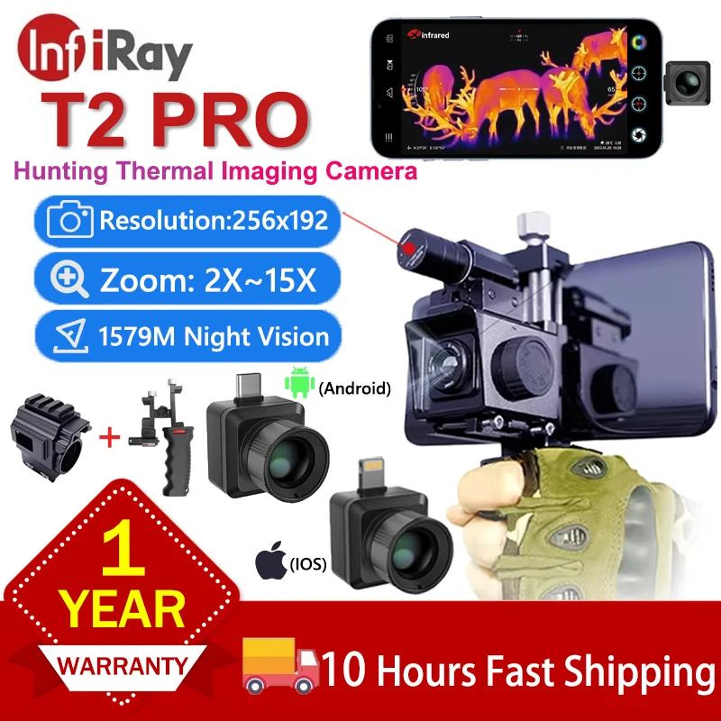 

Монокулярная тепловая камера Infiray T2 PRO, объектив 13 мм, ночное видение, тепловой прицел, уличный охотничий с лазерным позиционированием