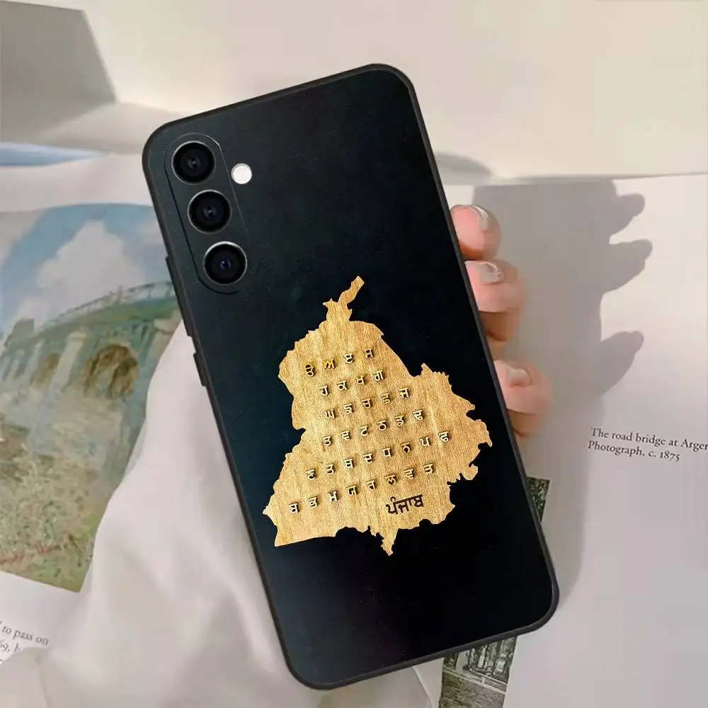 เคสโทรศัพท์แผนที่ปัญจาบสำหรับซัมซุง กาแล็คซี่ เอ 13,21 เอส,22,31,32,52,53,71,72,73,ปกสีดำนุ่ม