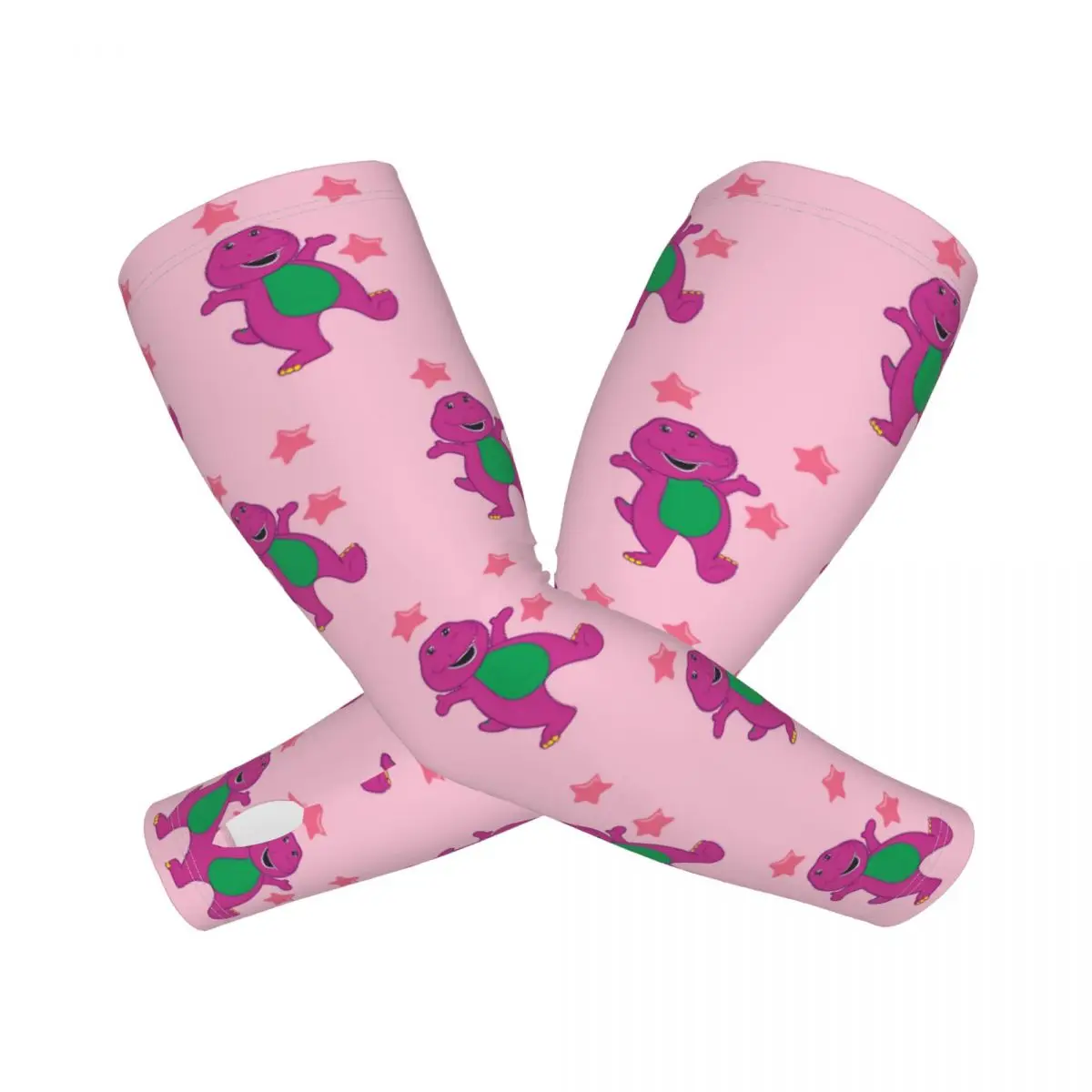 Custom Barney And Friends Sun UV Protection Cooling Arm Sleeves Men Women Dinosaur Cartoons Sports Running Tattoo Cover Up