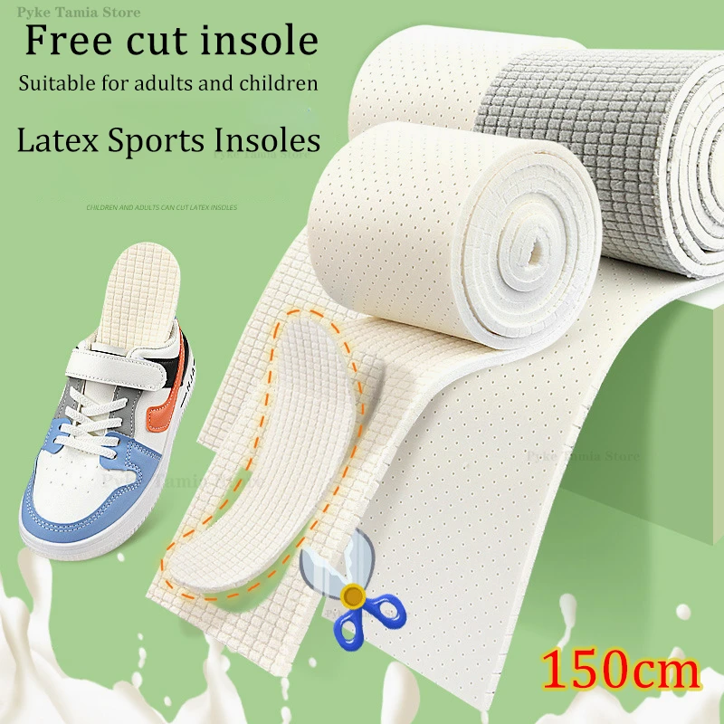150cm Latex Cuttable Insoles for Adult Kids DIY Universal Feet Sole Insoles Soft Comfortable Sport Shock Absorption Shoe Inserts