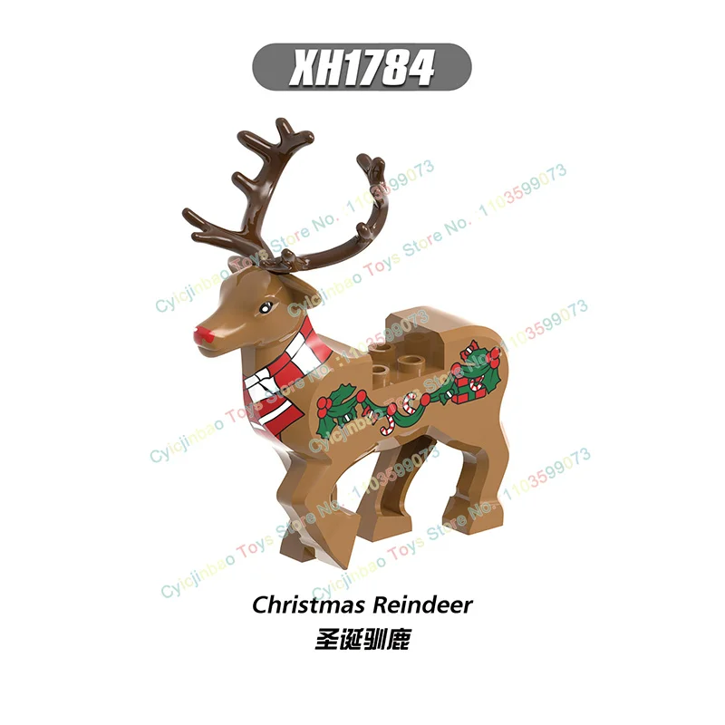 Christmas Building Block Gift Animals Deer Elk Reindeer Figures Brick Xmas Tree Educational Toy Gift Kid Block Model XH1751