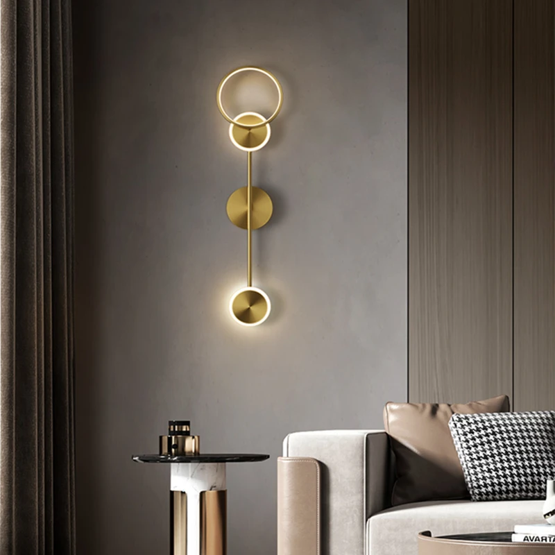 Modern Led Wall Lamp Nordic Luxury Bedroom Living Room Loft Aisle Indoor Wall Light Plated Gold Creative Wall Decororation Lamps