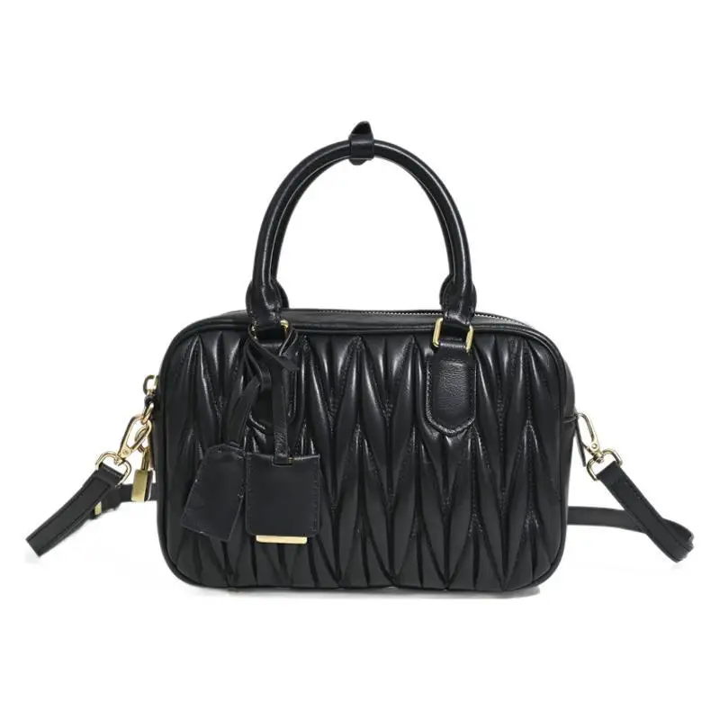 Luxe merkontwerp damestassen echt leer dameshandtassen mode gouden slot schoudertassen vrouw naaien vierkante crossbody tassen - afbeelding 2