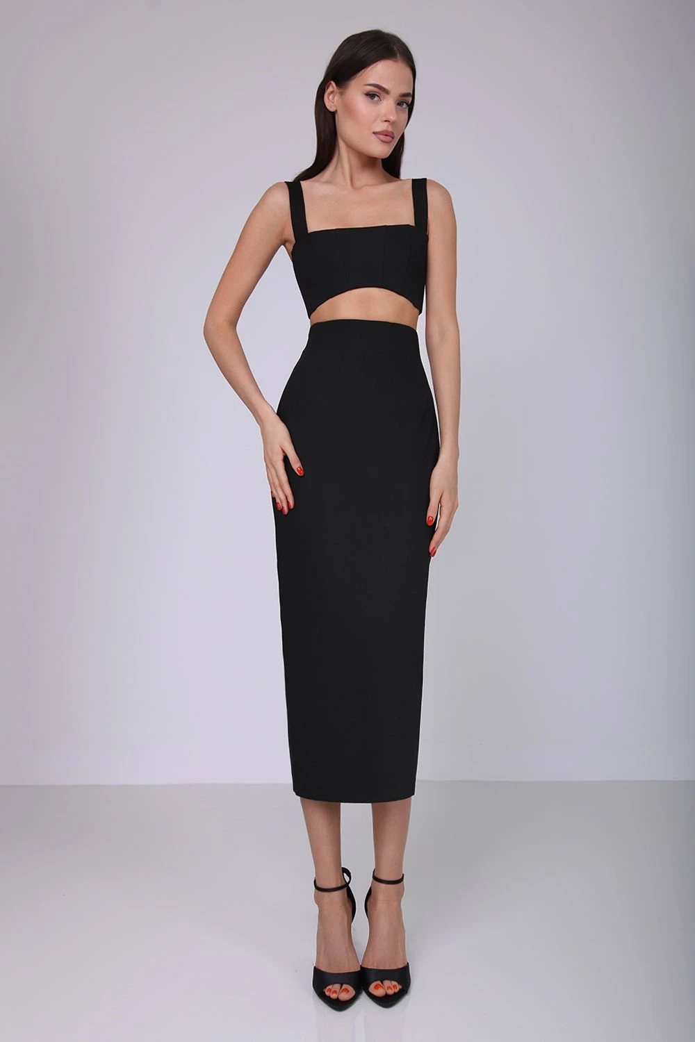 

Temperament Jersey Straight Spaghetti Straps Evening Dress High Quality Tea Length Back Slit فساتين سهره نسائيه فخمة