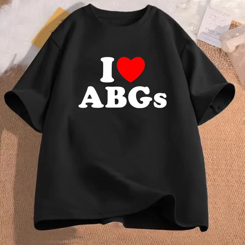 Camisetas con estampado de I Love Heart ABGs, ropa de verano para hombres y mujeres, camisetas informales divertidas de manga corta con cuello redondo