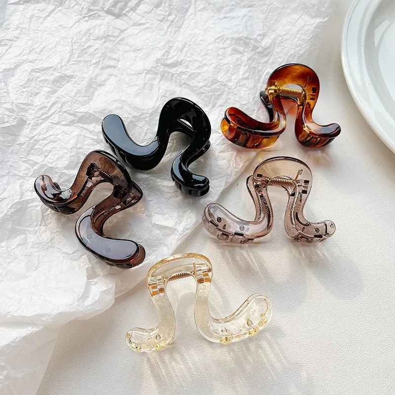 Wave Large Hair Claw Clips Crab Clamps Women Girls PC Jelly Leopard Ponytail Holder Hair Barrettes Hairpin Hair Accessoires New