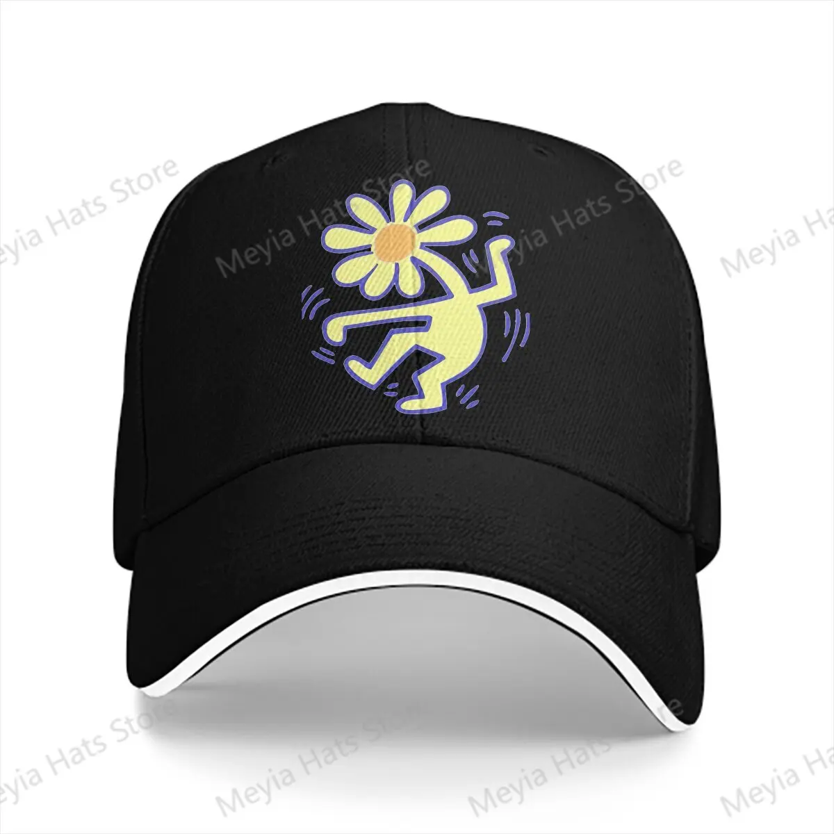 

Head Yellow Sun Haring Geometric Graffiti Sunprotection Cap Sun Visor Hip Hop Caps Cowboy Hat Peaked Hats