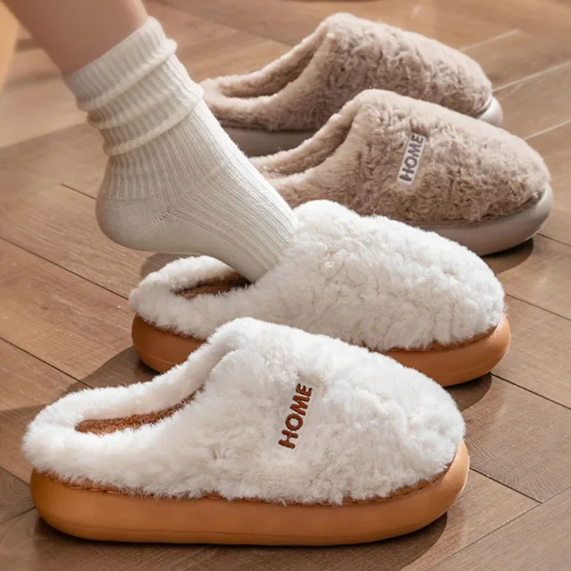 Nieuwe Mannen Harige Slippers Vrouwen Warme Slipper Indoor Winter Pluizige Schoenen Koppels Thuis Vloer Antislip Pluche Slides Slaapkamer schoenen