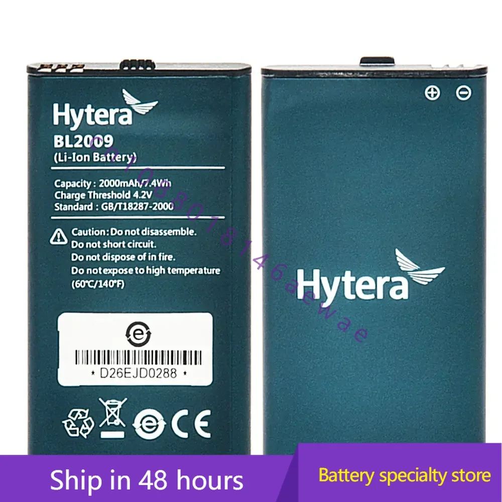 

size Battery 4.2V 2000mah for Hytera BL2009 HYT PD362 PD355 PD365 PF355LF PD365LF TD360 TD350 walkie talkie batteries