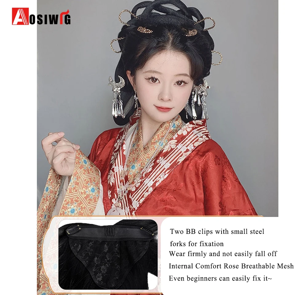 Synthetic Daily Ancient Style Wig One-piece Lazy Person Outsourcing Antique Style bun Wig Warring States style Wei Jin style Cos