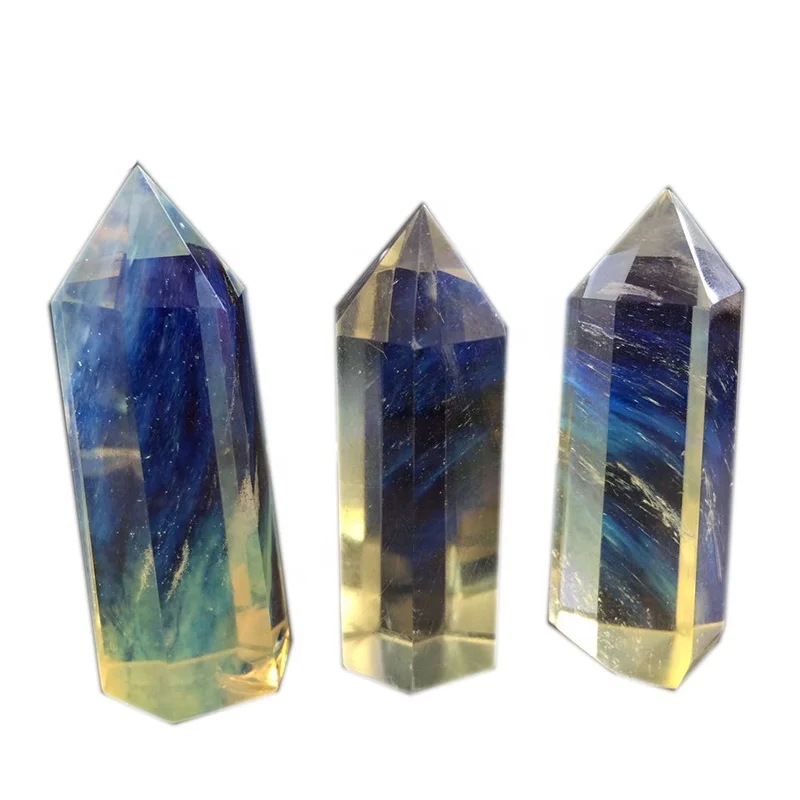 Natural donghai crystal wands Yellow Melting Crystal Points healing crystals for decoration