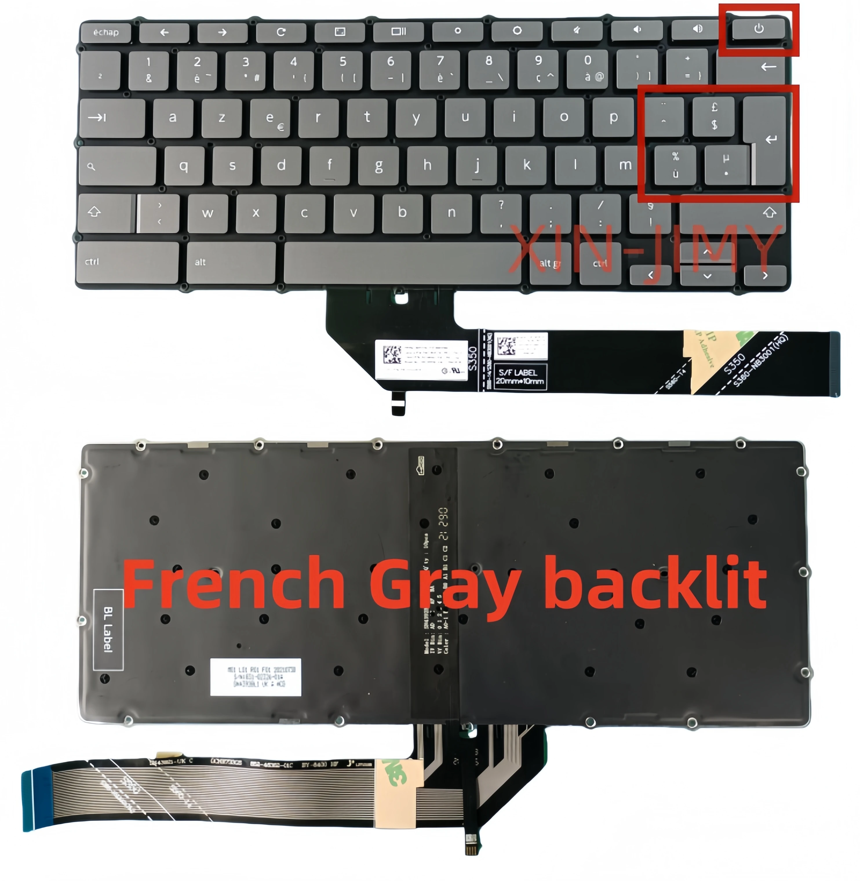 

French Gray Laptop Keyboard For Lenovo Ideapad 3 Chromebook - 11IGL05 with backlit