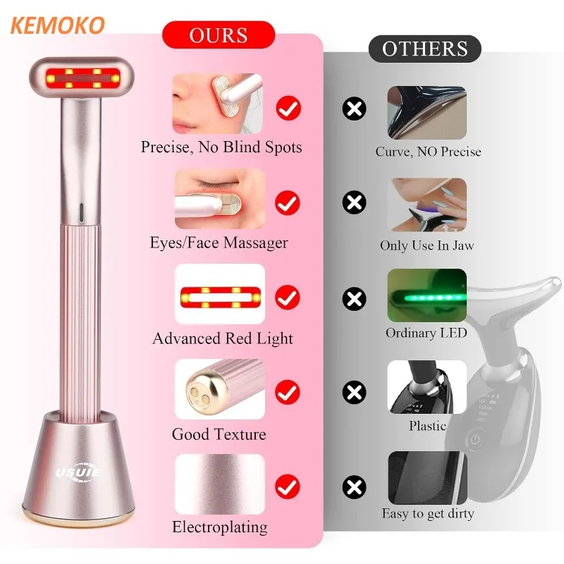 360 °   Rotativo led olho massageador facial pescoço olho massageador varinha aquecimento vibração anti envelhecimento rugas face lifting dispositivo de beleza