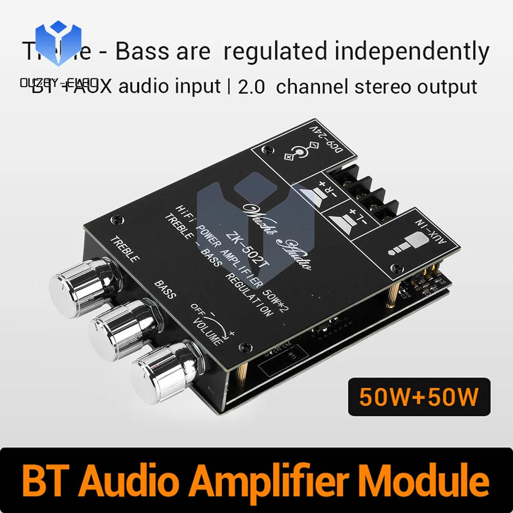 ZK-502T 50Wx2 Bluetooth Stereo Amplifier TPA3116D2