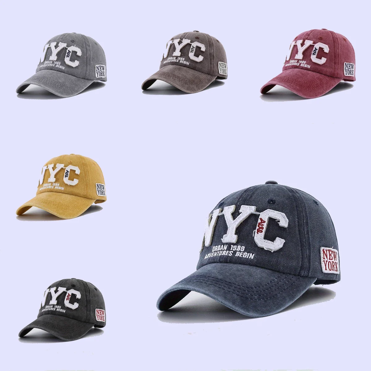 

Vintage Washed Baseball Cap with Letter Embroidery Solid Color Hip Hop Dad Hat Casual Outdoor Sun Protection