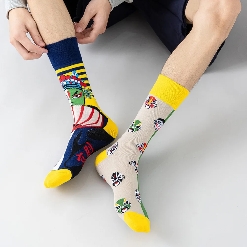 Spring and summer new socks fruit series tube socks personalized happy couple cotton socks mens socks heart socks