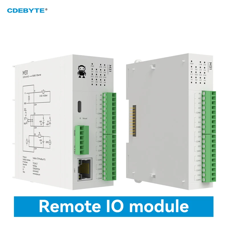 RS485 RJ45 Analog Switch Acquisition Distributed Remote IO Module CDEBYTE M31 Series Host Expansion Modbus TCP/RTU PNP NPN